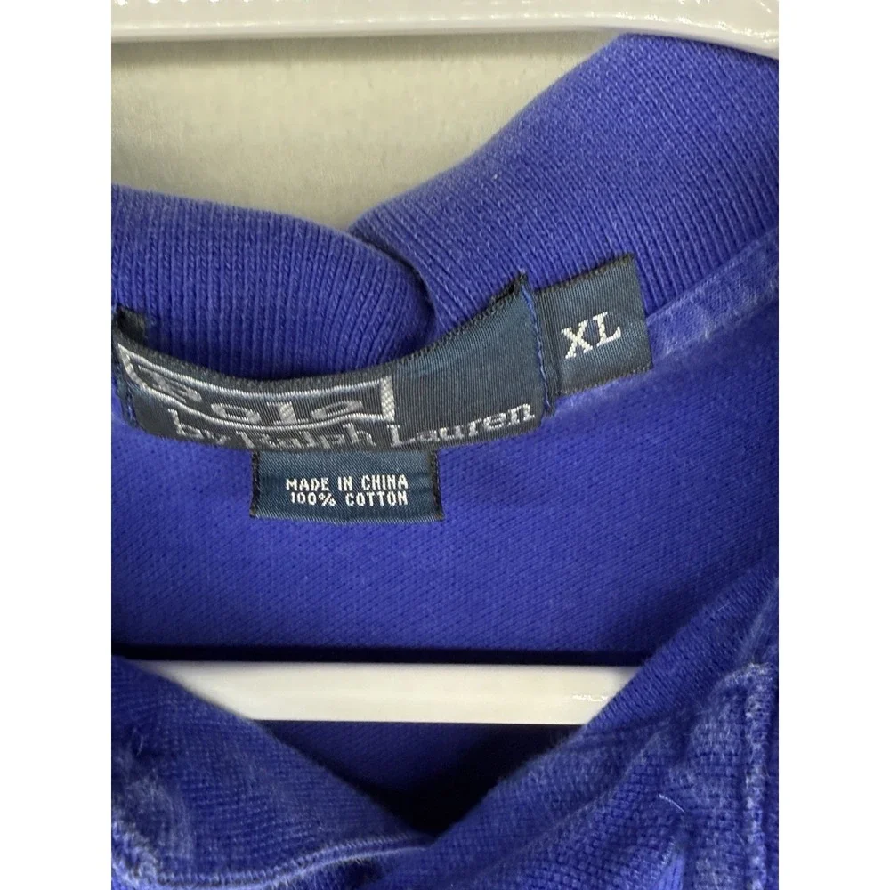 Vintage Polo Ralph Lauren Men's Blue 100% Cotton‎ Short Sleeve Polo Size XL